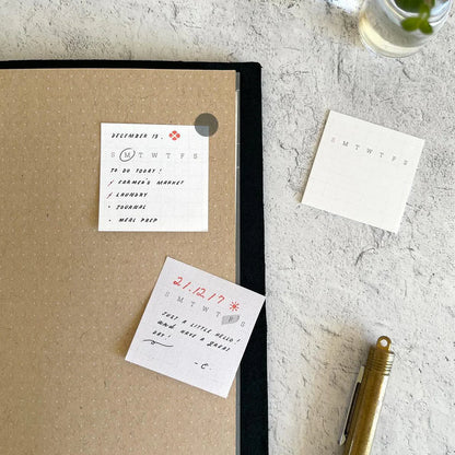 Suatelier Sticky Memo pads with monthly grid and days of the week, perfect for habit tracking and planning