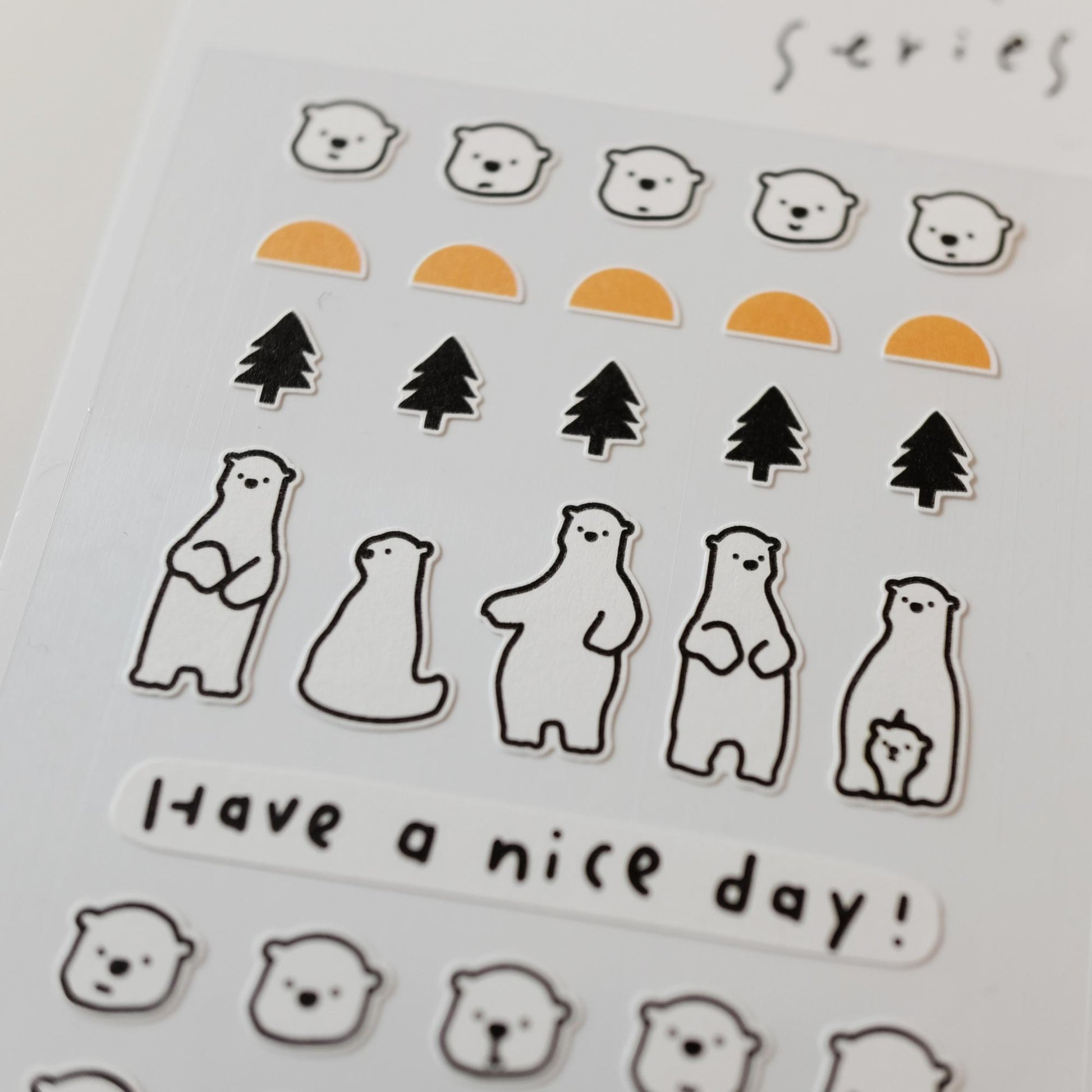 Suatelier Mini Series Deco.02 sticker sheet with small polar bear faces and minimal nature icons for planners and journaling