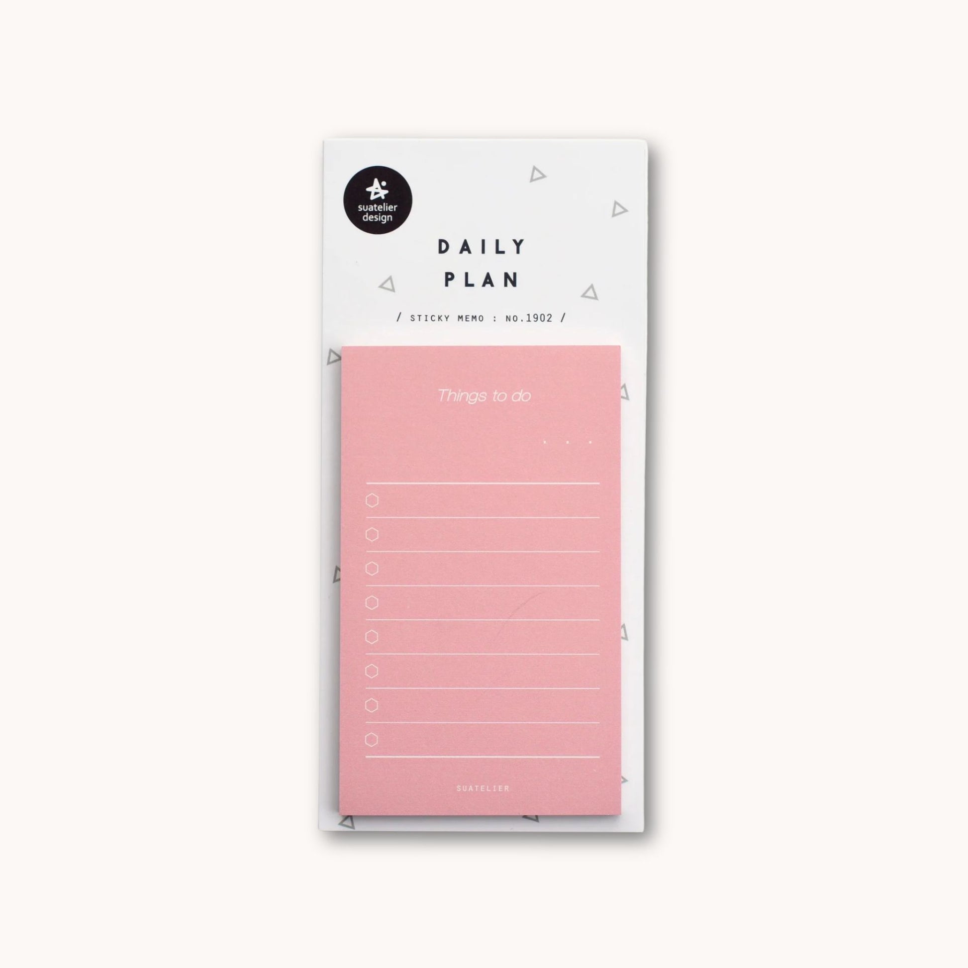 Pink daily planner sticky memo pad by Suatelier with checklist layout and 40 sheets. Perfect for planners and desks. Made in Korea.