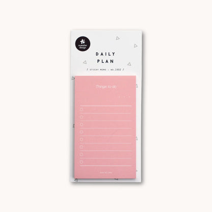 Pink daily planner sticky memo pad by Suatelier with checklist layout and 40 sheets. Perfect for planners and desks. Made in Korea.