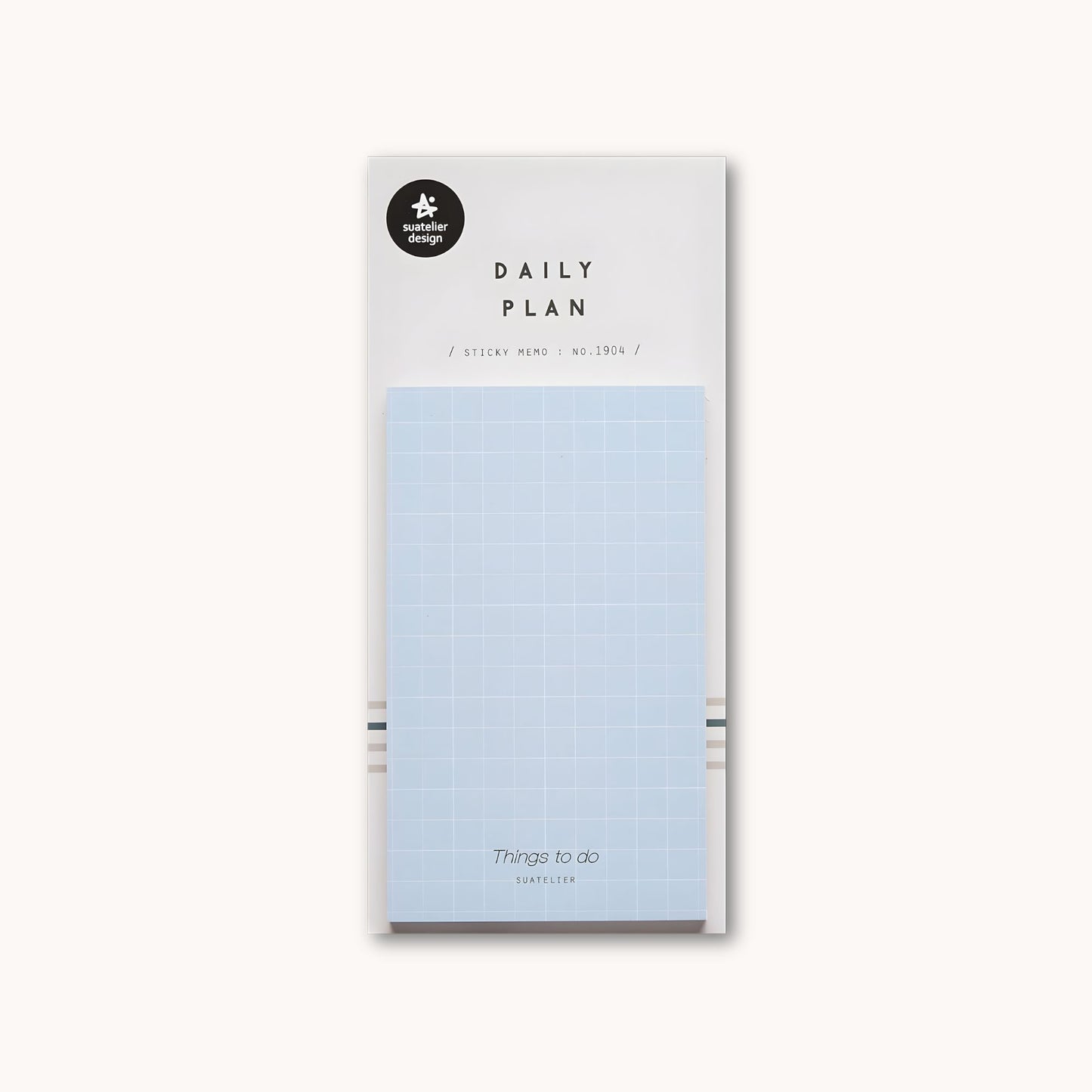 Suatelier Daily Plan 1904 grid sticky memo pad in soft blue with square layout