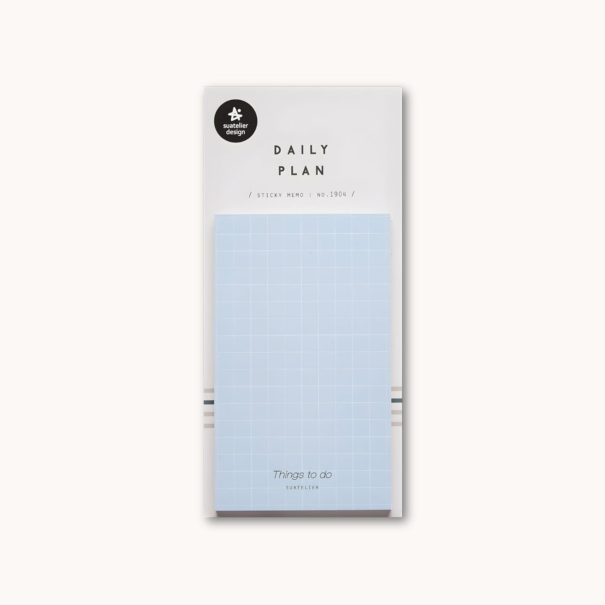Suatelier Daily Plan 1904 grid sticky memo pad in soft blue with square layout