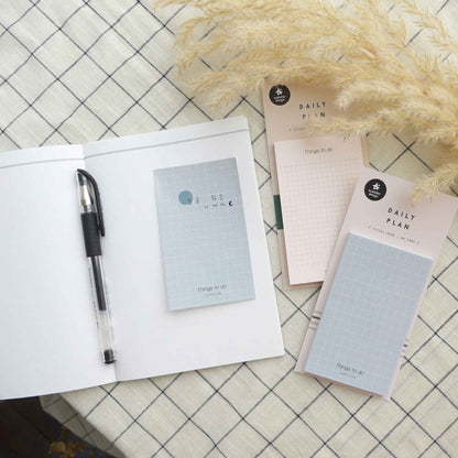 Suatelier Daily Plan 1904 grid sticky memo pad in soft blue with square layout