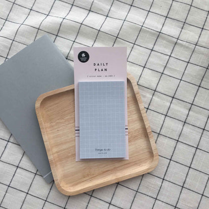 Suatelier Daily Plan 1904 grid sticky memo pad in soft blue with square layout