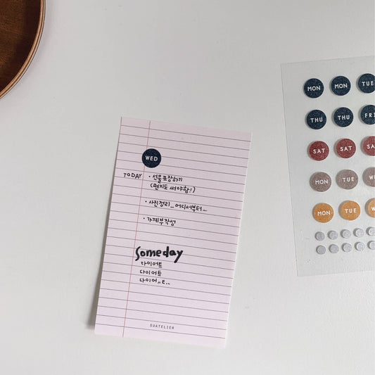 Suatelier Daily Plan 09 lined sticky memo pad with vertical time layout