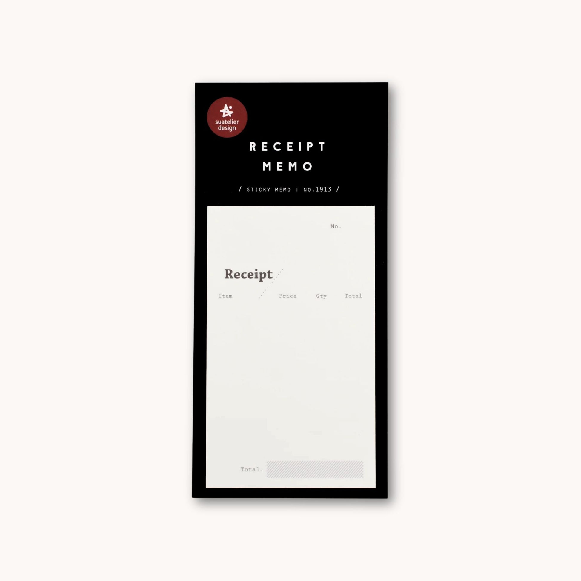 Suatelier Receipt sticky memo pad with item, price, quantity and total layout