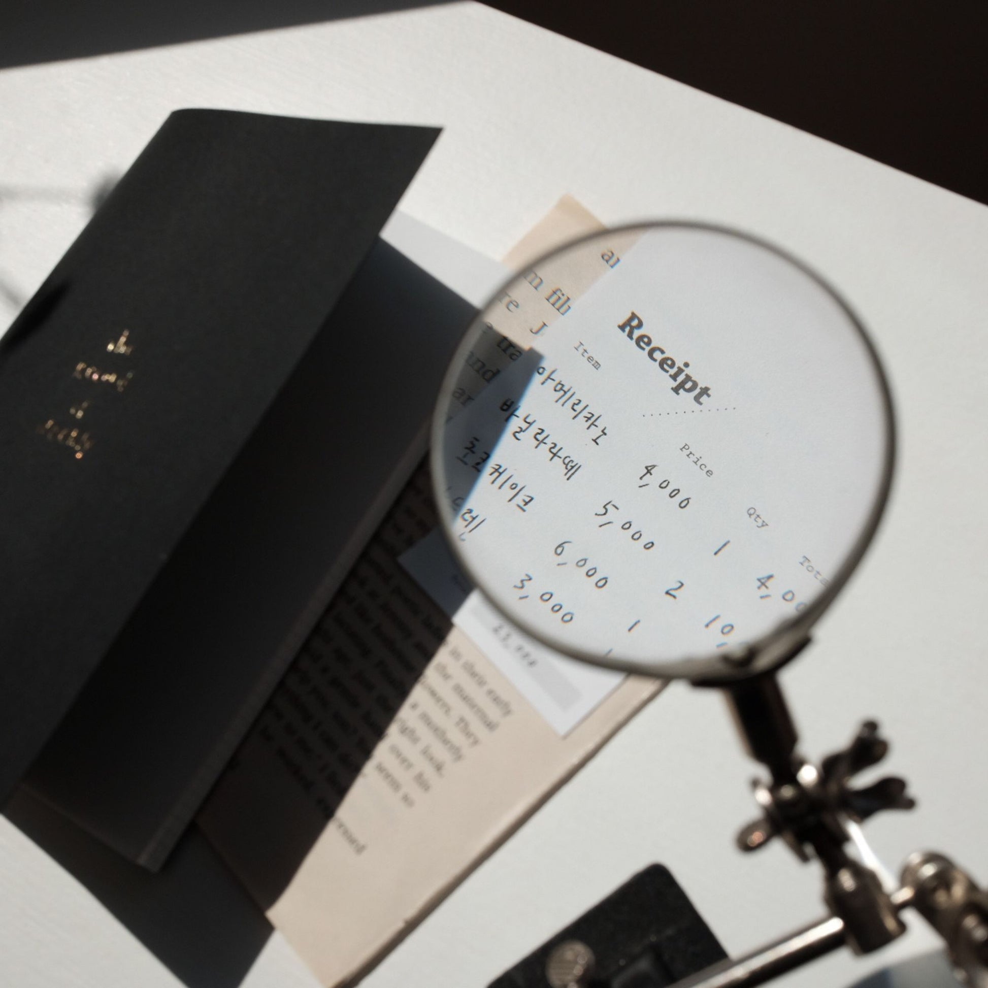 Suatelier Receipt sticky memo pad with item, price, quantity and total layout