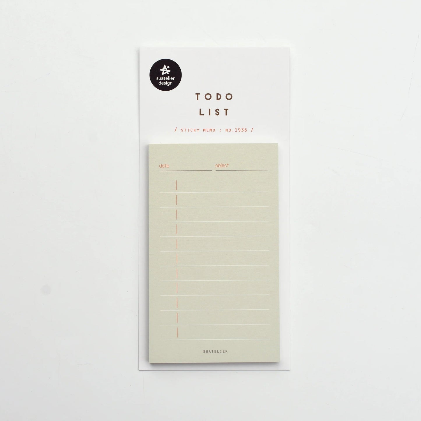 Suatelier Sticky Memo To Do List with beige paper and columned layout for tasks