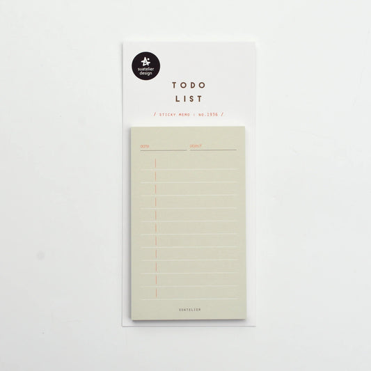 Suatelier Sticky Memo To Do List with beige paper and columned layout for tasks