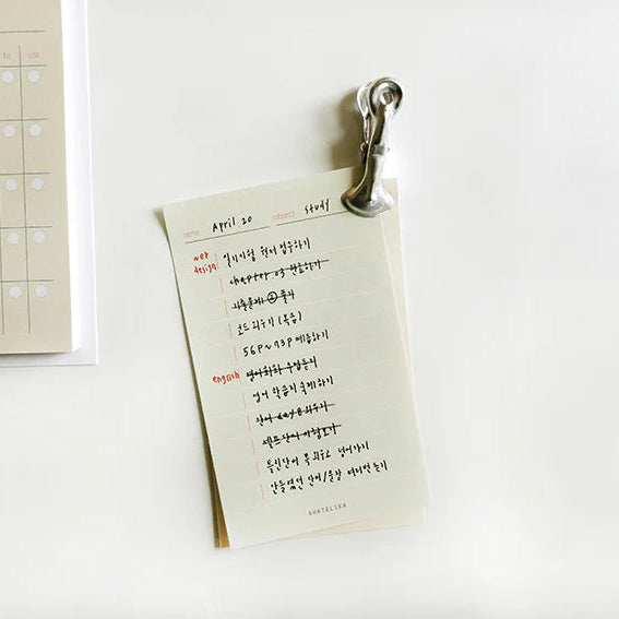 Suatelier Sticky Memo To Do List with beige paper and columned layout for tasks