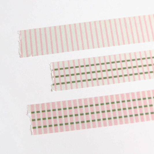 Suatelier Washi Tape 701 Pattern 01 pink plaid and stripe design 15mm x 7m decorative paper tape