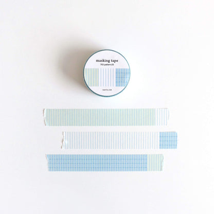Suatelier Washi Tape 703 Pattern 03 blue stripe and grid design 15mm x 7m decorative paper tape