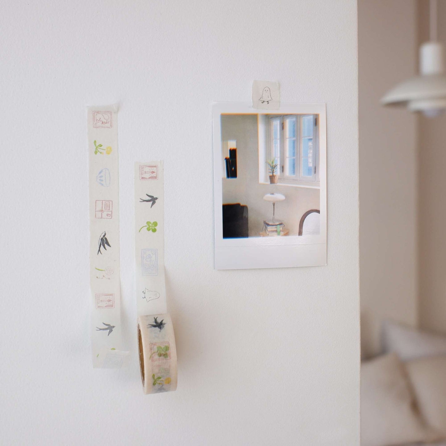 Suatelier Washi Tape 708 Illust 05 bird clover ghost and vintage stamp illustration 15mm x 7m decorative paper tape