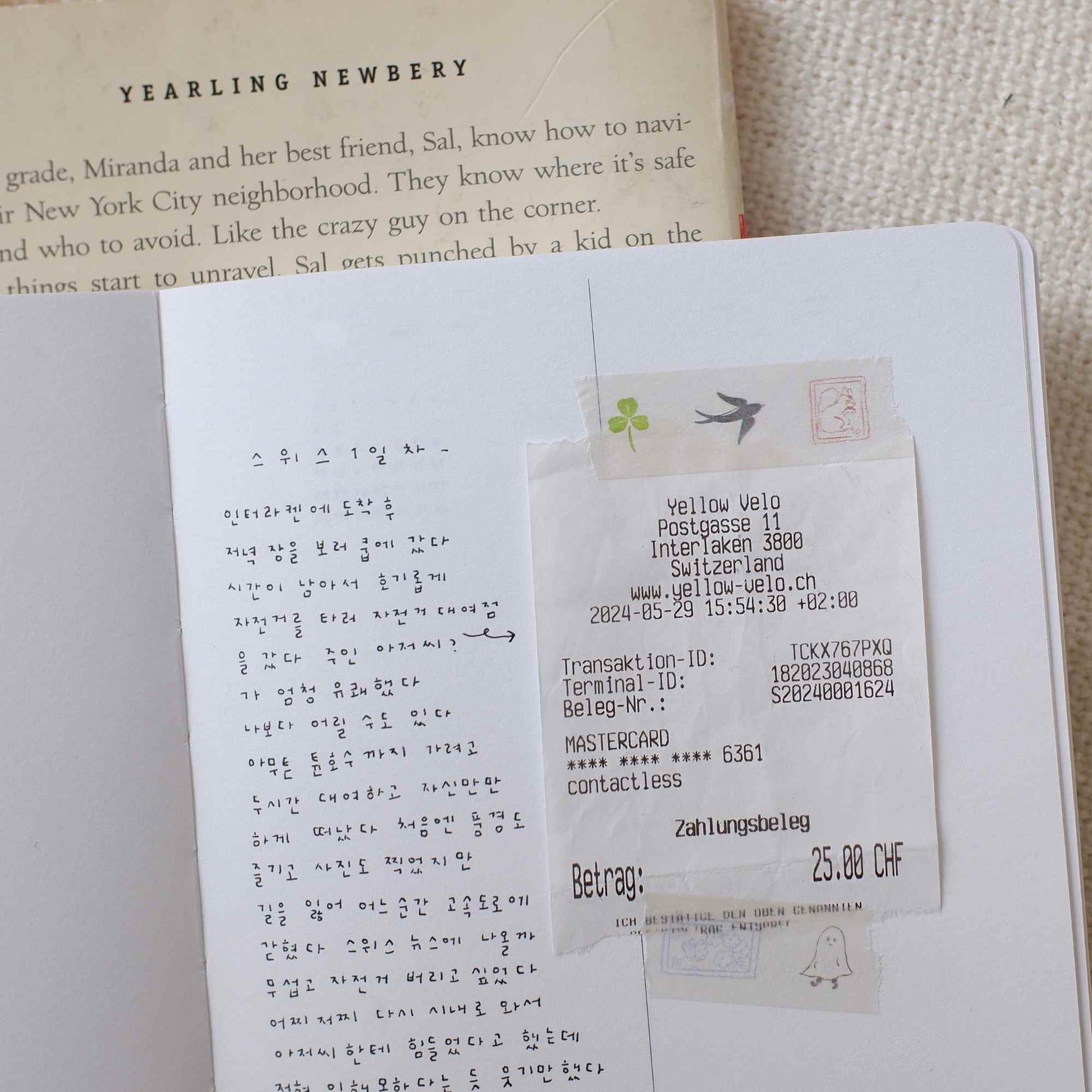 Suatelier Washi Tape 708 Illust 05 bird clover ghost and vintage stamp illustration 15mm x 7m decorative paper tape