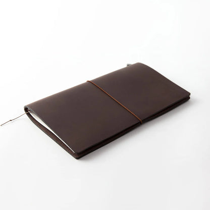 TRAVELER’S notebook Brown Regular Size leather cover by TRAVELER’S Company with blank refill, cotton bag and spare band
